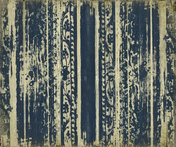 Grunziges dunkelblaues Holz mit Schriftrollen — Stockfoto