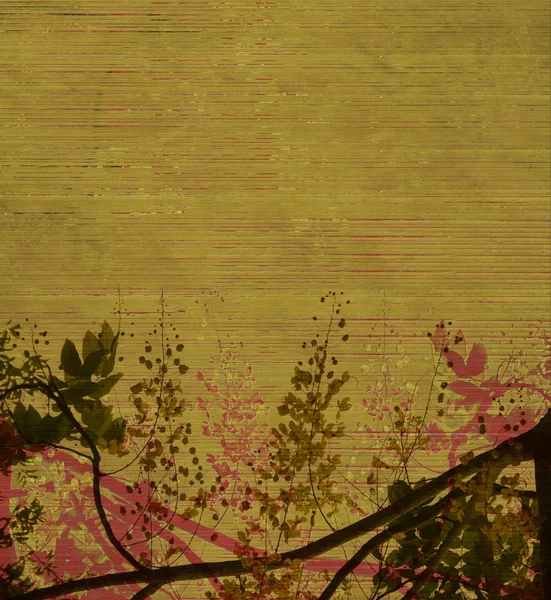 素朴な緑のスラットの背景の上に咲く — ストック写真