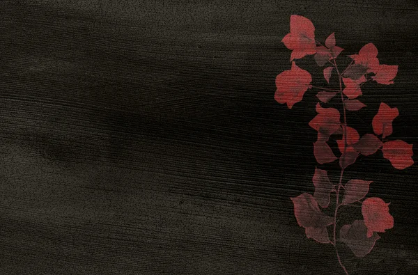 Red flower print on black coconut paper — Stock Photo, Image