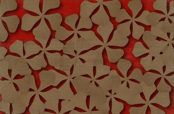 Kwiat wydrukować na czerwonym tle prążkowany — Zdjęcie stockowe