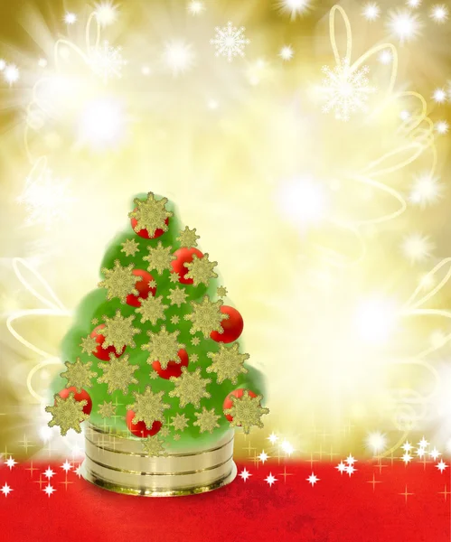Christmas Tree on Red and Gold Background — Stock Photo, Image