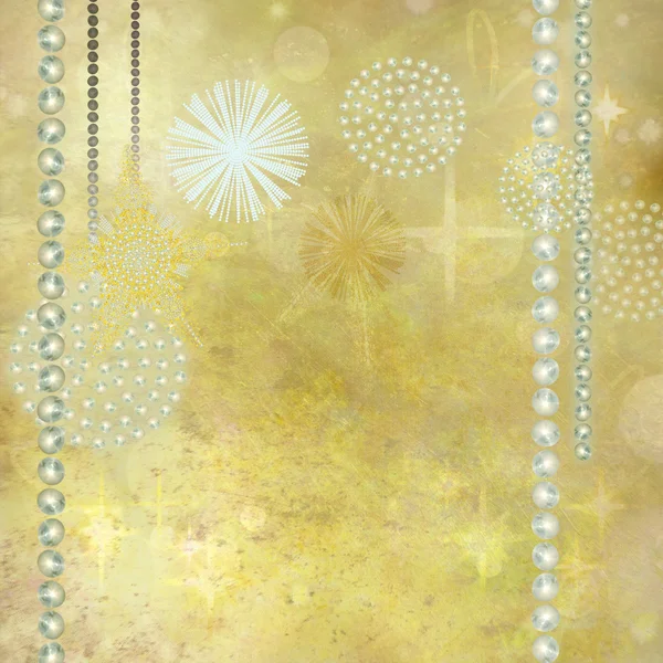 Zlatý Vánoční pozadí s drahokam dekorace — Stock fotografie