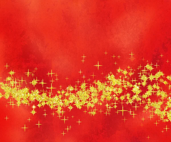 Glittery Golden Star Wave su sfondo rosso — Foto Stock