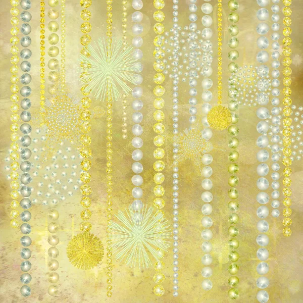 Oro y perlas decoraciones de Navidad Fondo — Foto de Stock