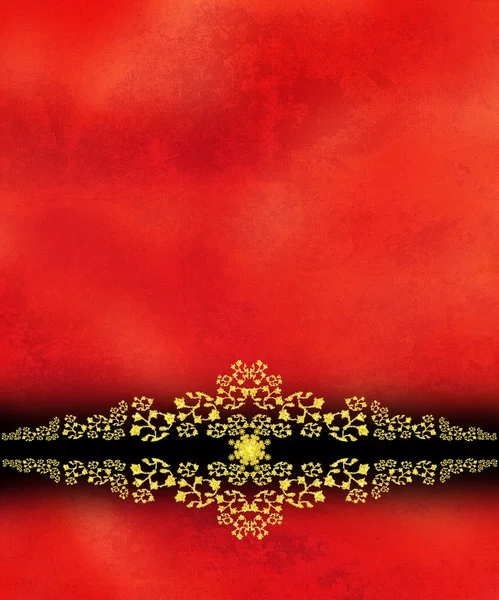 Gouden scrollwork grens op rood — Stockfoto