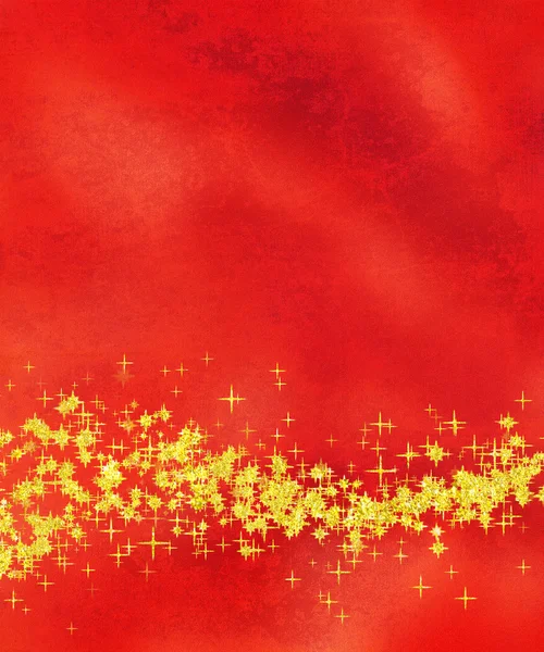 Glittery Golden Star Wave su sfondo rosso — Foto Stock