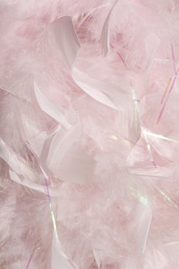 Fluffy pink feathers in sunlight background clipart