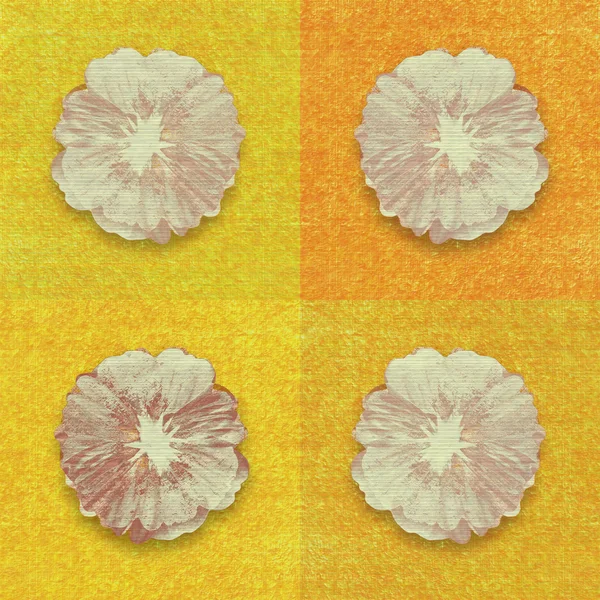 Λουλούδι εκτύπωσης σε κίτρινα και πορτοκαλί φόντο — Φωτογραφία Αρχείου