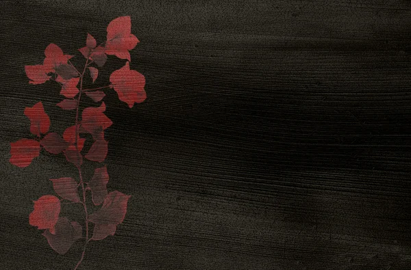 红色叶子黑色轮廓的椰子纸上打印 — 图库照片