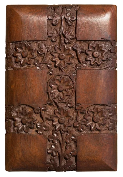 Painel floral decorativo de madeira esculpida — Fotografia de Stock