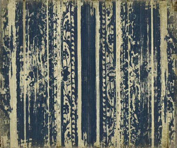 Blaue Scroll-Work Grunge-Holzstreifen — Stockfoto