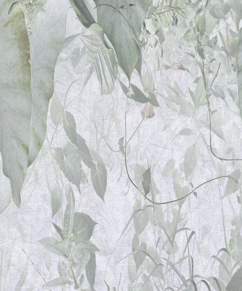 灰色の水彩ジャングル紅葉美術背景 — ストック写真