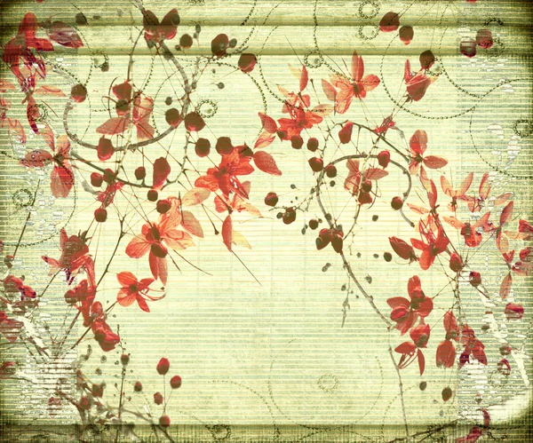 Античный Цветок Фоне Бамбука Текстовым Пространством — стоковое фото