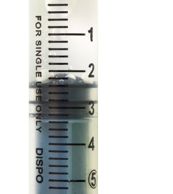 Disposable 5ml syringe close up isolated clipart