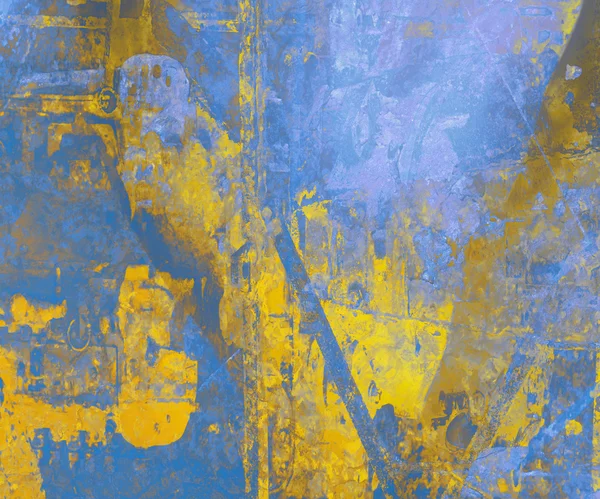Грандж Блакитне Жовте Мистецтво Абстрактний Фон — стокове фото