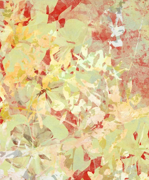 Grunge Impressionist Flower Abstract Sobre Papel Texturizado Fundo — Fotografia de Stock