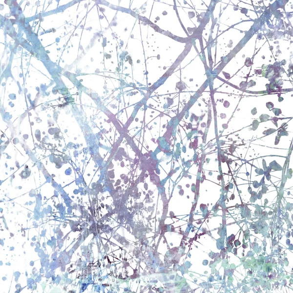 Tangled Blossom Grenar Konst Abstrakt Vit — Stockfoto