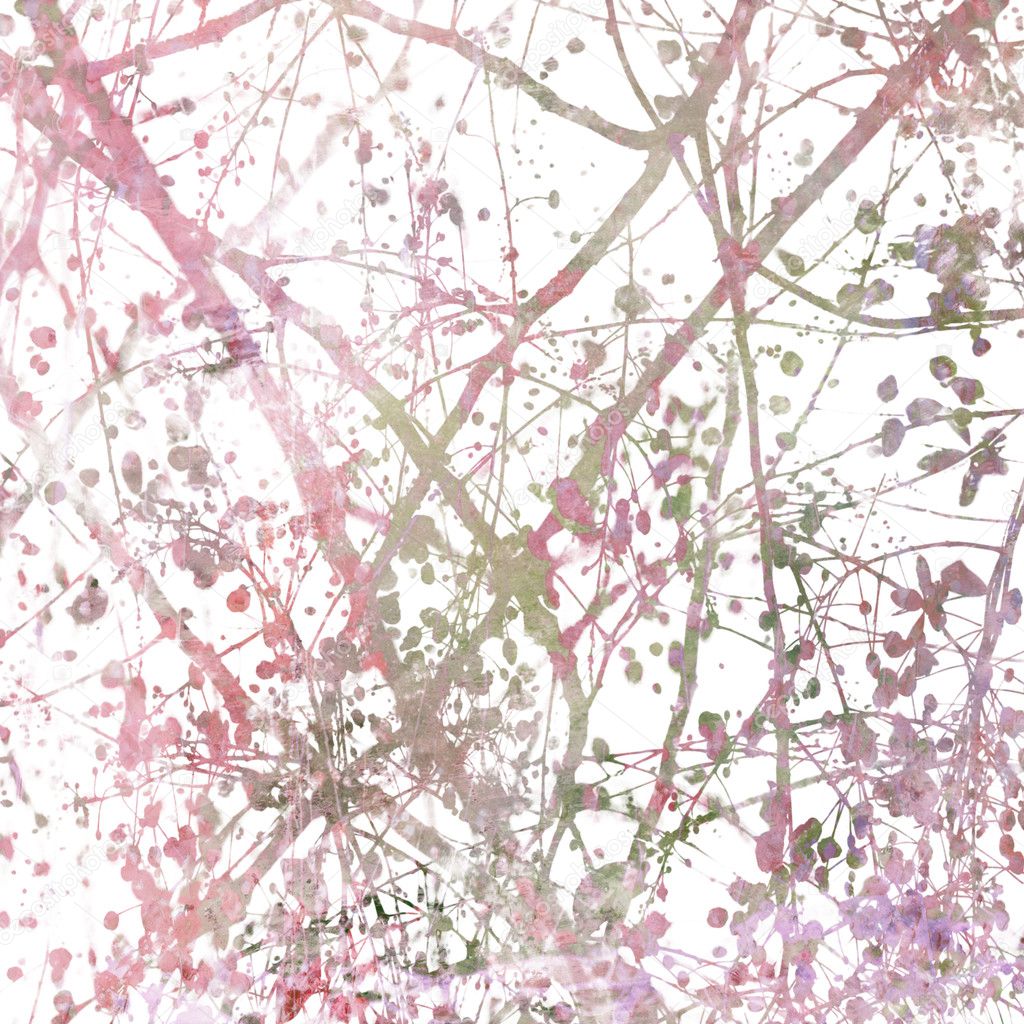 Tangled Blossom Branches Art Abstract on white