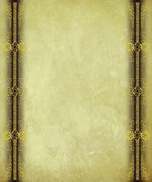 Antique Paper Gold Scrollwork Borders Background — Stock Photo, Image