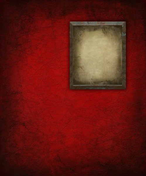 Grunge Afbeeldingsframe Rood Muur Achtergrond — Stockfoto