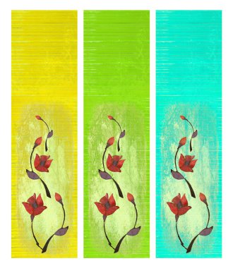 Flower Design on Painted Wood Isolated clipart