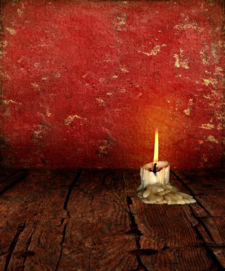 Candle Stubb on rustic moody Background clipart