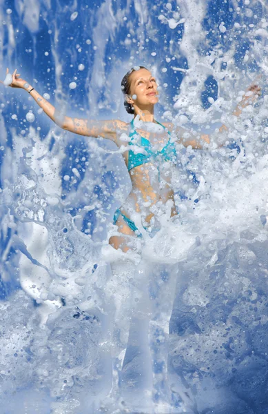 stock image Image of a Beautiful Girl in Bikini Refreshes Herself