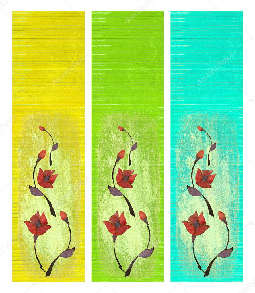 Flower Design on Painted Wood Isolated