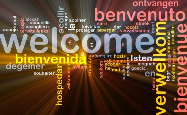 Welcome languages background concept glowing clipart