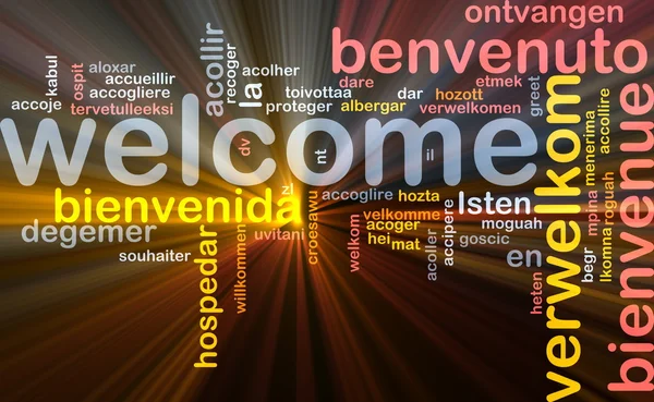 Welcome languages background concept glowing — Stock Photo, Image