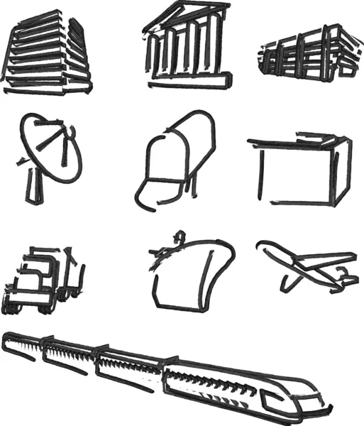 Whiteboard logistics icons — Stock Photo, Image