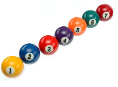 Billiard balls on white background clipart