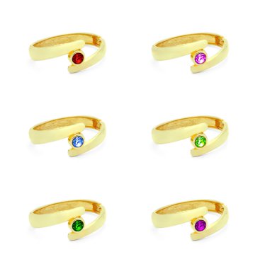 Golden rings with various gem stones clipart