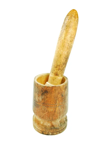 Stará dřevěná malta a palička — Stock fotografie