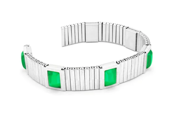 Zilveren armband met emerald stenen — Stockfoto