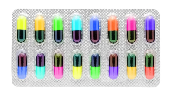 Färgade piller — Stockfoto