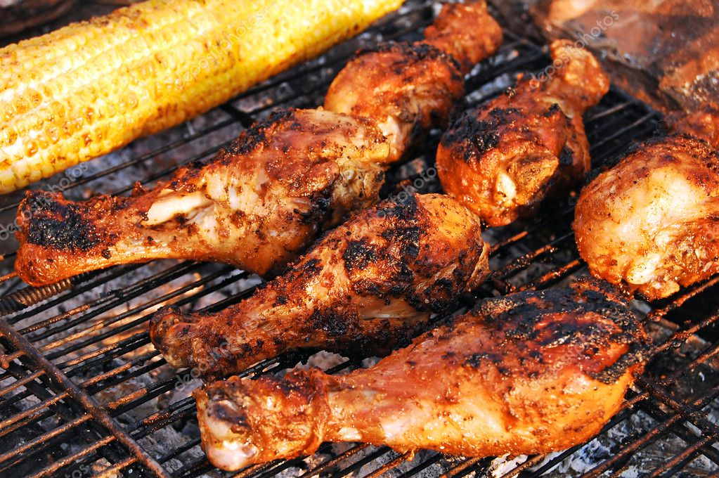 Chicken legs on grill Stock Photo by ©cristi180884 4120342