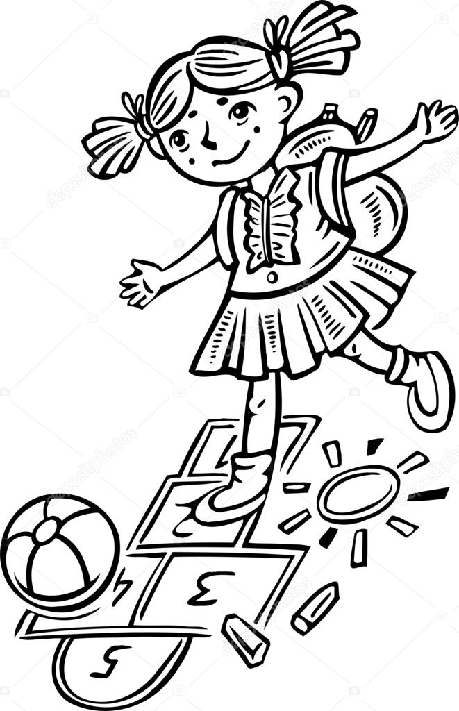 Girl Playing Hopscotch Children Stock Vector Image By C Digital Clipart 4691795