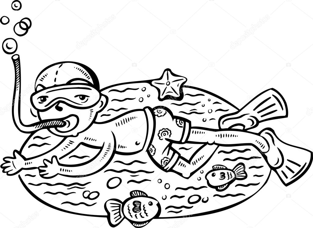 Scuba Mask Drawing Sketch Coloring Page