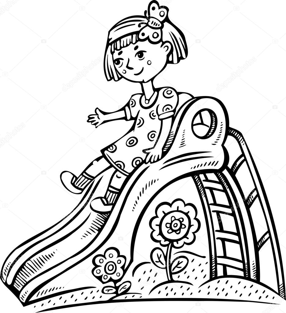 Girl riding with childrens slides. — Stock Vector © Digital-Clipart ...