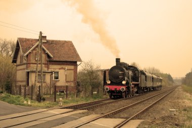 Kırsal geçen vintage buhar tren