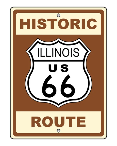 历史性的伊利诺伊州 66 号公路标志 — 图库照片