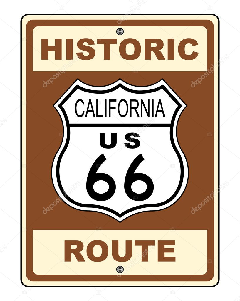 California Historic Route US 66 Sign Illustration
