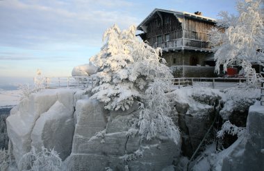 The mountain hut on the top of the Great Szczeliniec - Table Mountains - Poland clipart