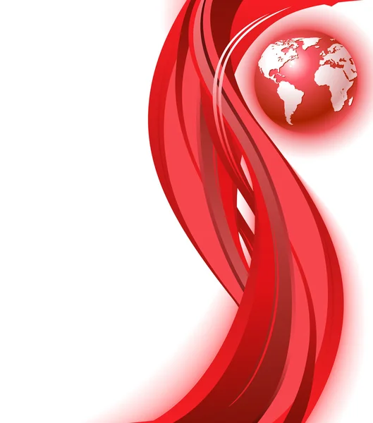 赤いビジネス世界地図波背景 — ストックベクタ