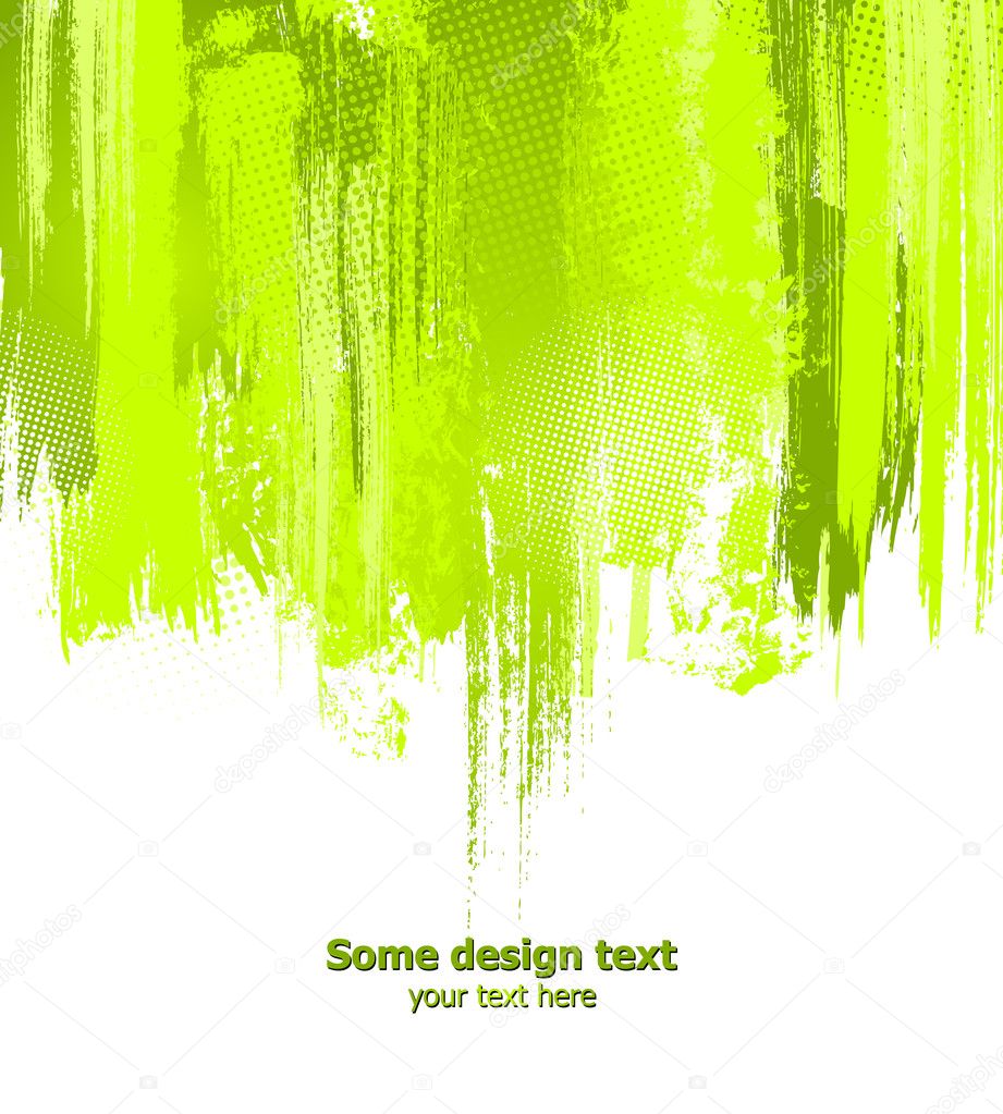 Green abstract paint splashes illustration. Vector background with place for your text.