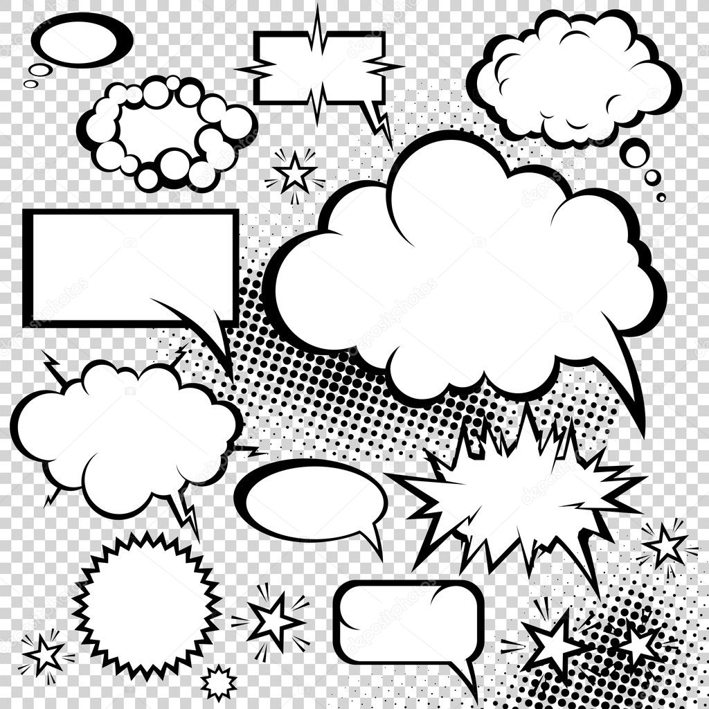 Comic bubbles collection. Funny design vector items.