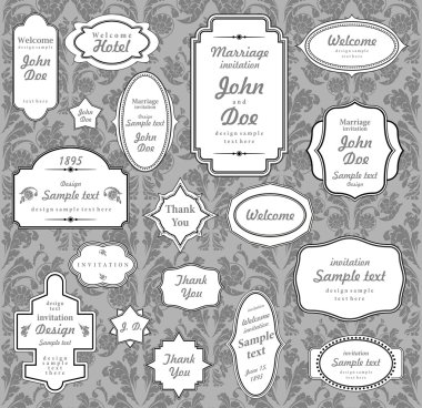 Set of ornate vector frames and ornaments with sample text. Perfect collection for invitation. clipart
