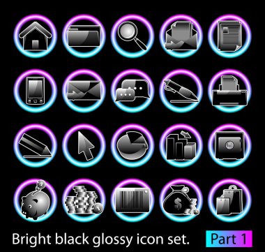 Black glossy icon set 1. Standart collection of design element for your creative word (see other in my portfolio). clipart