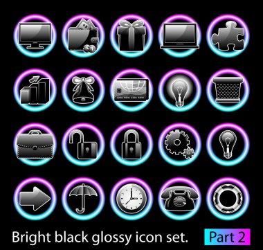 Black glossy icon set 2 clipart